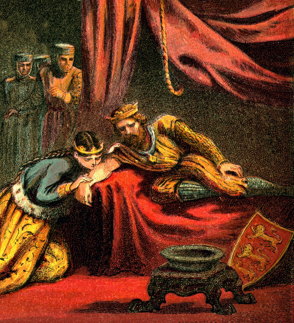 Edward de Woodstock, Príncipe de Gales, com sua esposa, Joan, Princesa de Gales, c1850 de Unbekannt