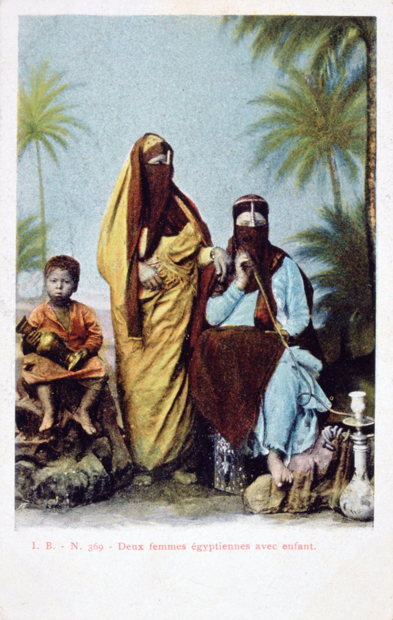 Mulheres e criança egípcias, cartão postal vintage francês, c1900 de Unbekannt