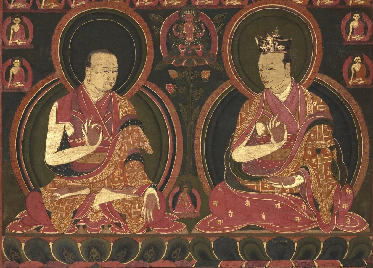 Oitavo Karmapa, Mikyo Dorje (1507-1554) e seu professor, o Primeiro Sangye Nyenpa de Unbekannt