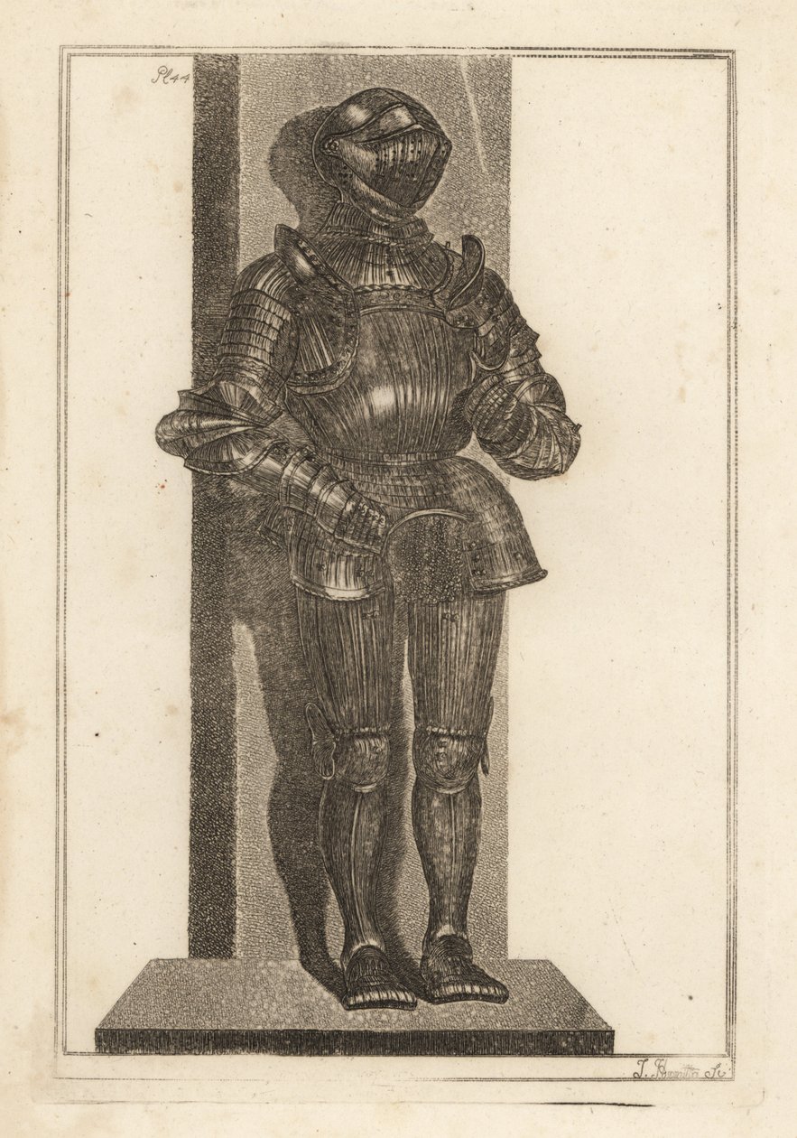 Elegante terno de armadura canelada trazido por Lord Warwick da Alemanha de Unbekannt