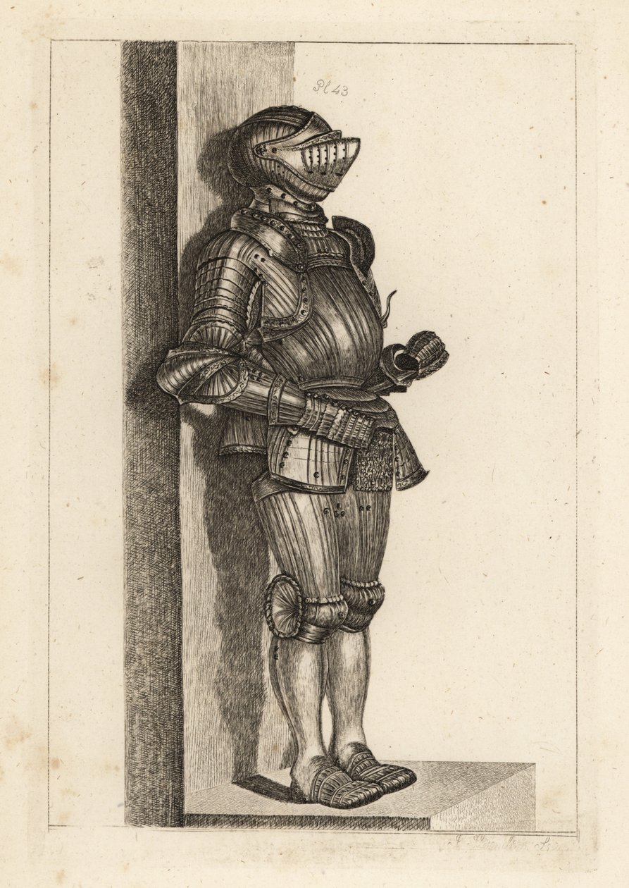 Elegante terno de armadura canelada trazido por Lord Warwick da Alemanha de Unbekannt