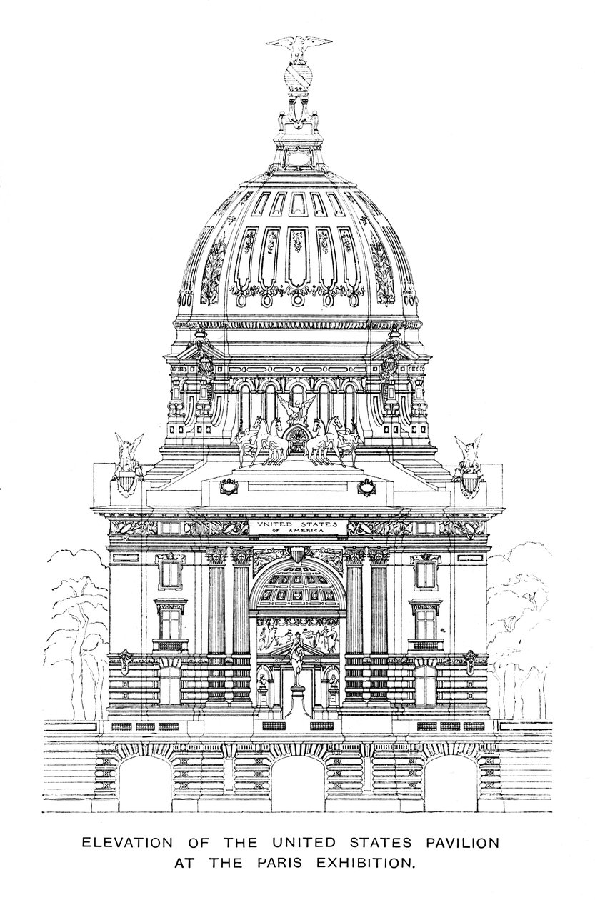 Elevação do Pavilhão dos Estados Unidos na Exposição de Paris, 1900 de Unbekannt