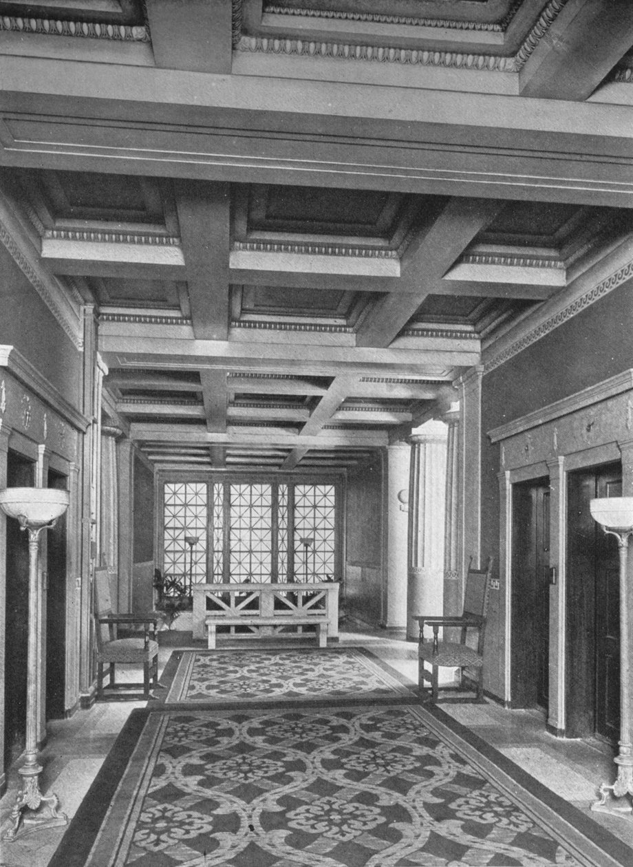Lobby do elevador, primeiro andar, o Fraternity Clubs Building, Nova York, 1924 de Unbekannt