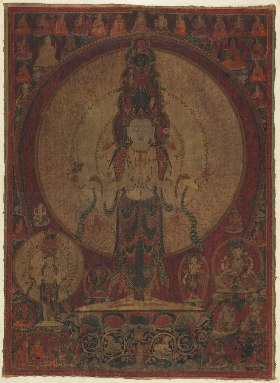 Bodisatva de Compaixão, com onze cabeças e mil braços, Avalokiteshvara, c. 1500. de Unbekannt