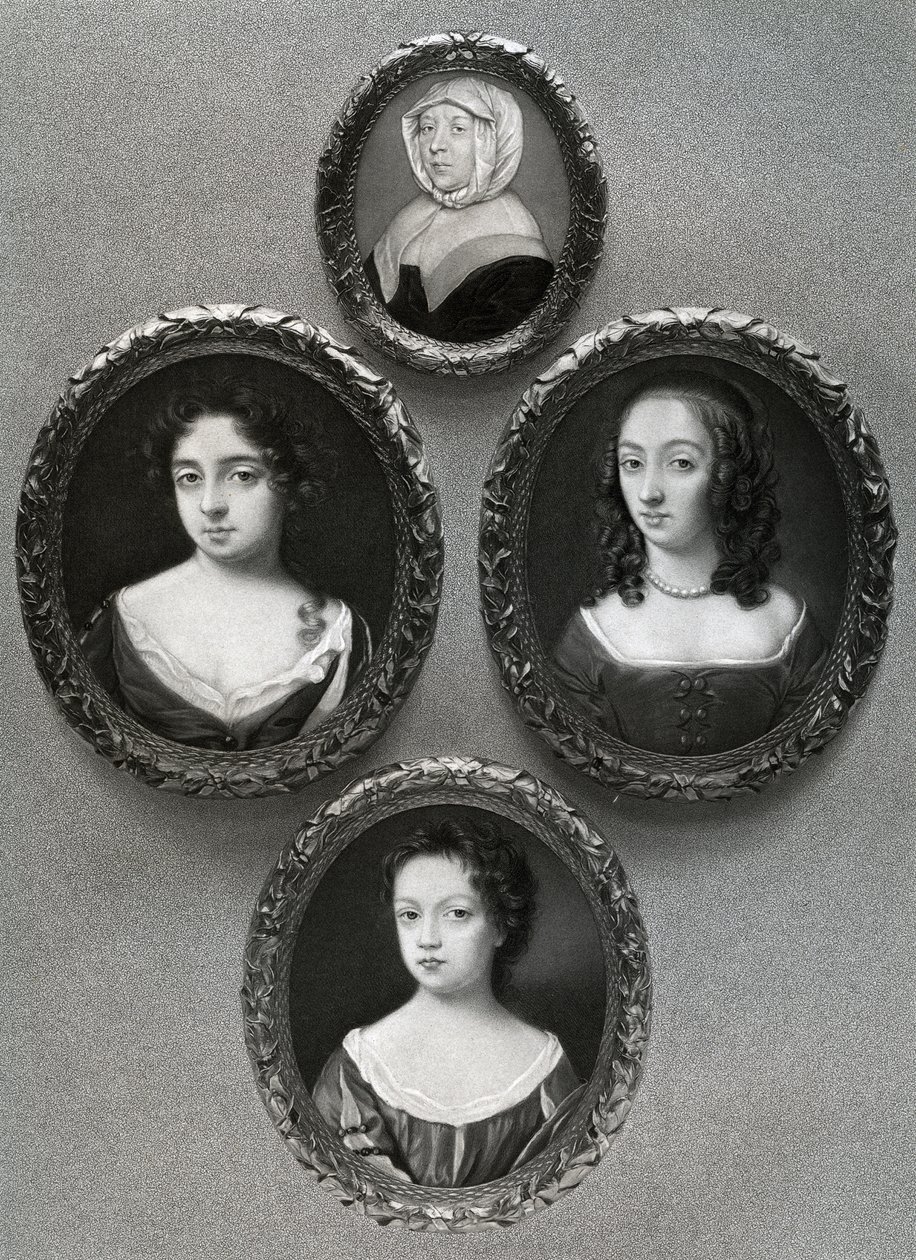 Elizabeth Cromwell, mãe de Oliver Cromwell, e suas filhas, Mary, Elizabeth e Bridget, 1899. de Unbekannt