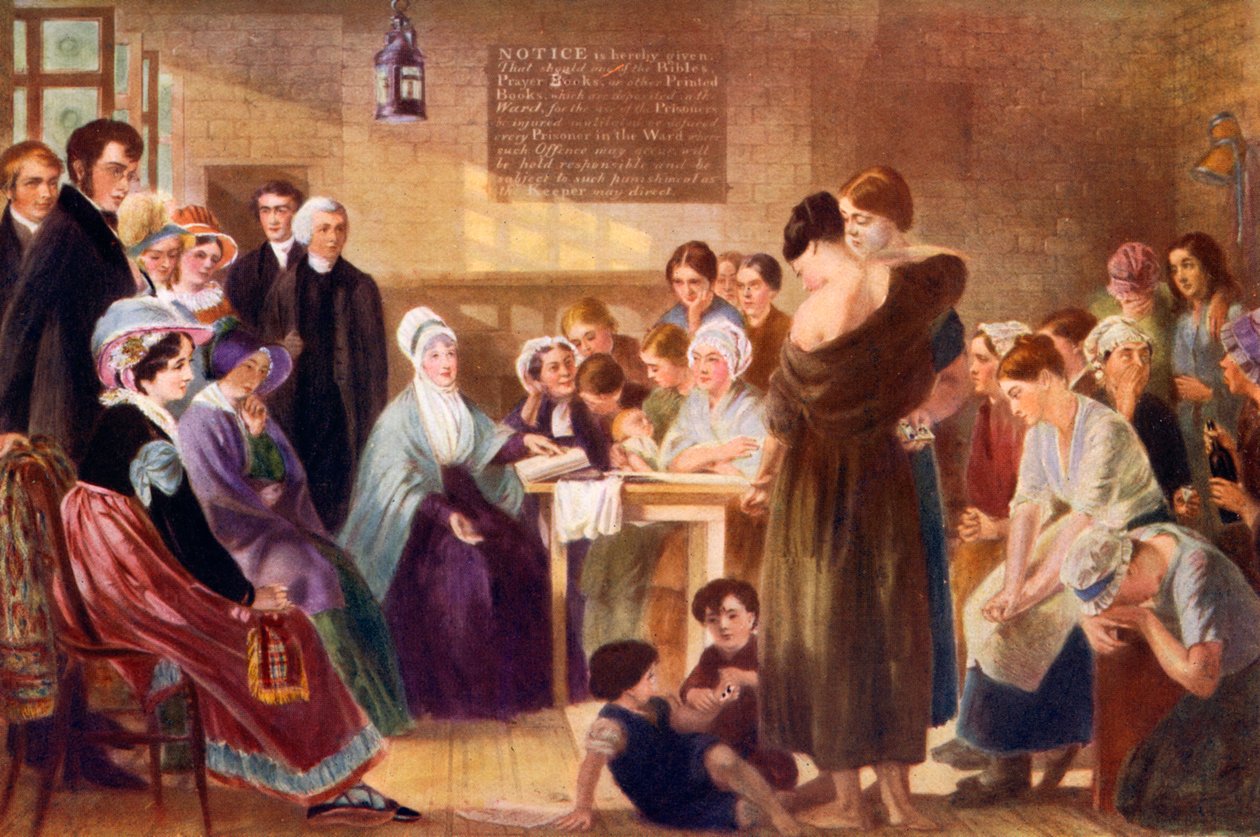 Elizabeth Fry 1780-1845 visitando a prisão de Newgate, 1926 de Unbekannt