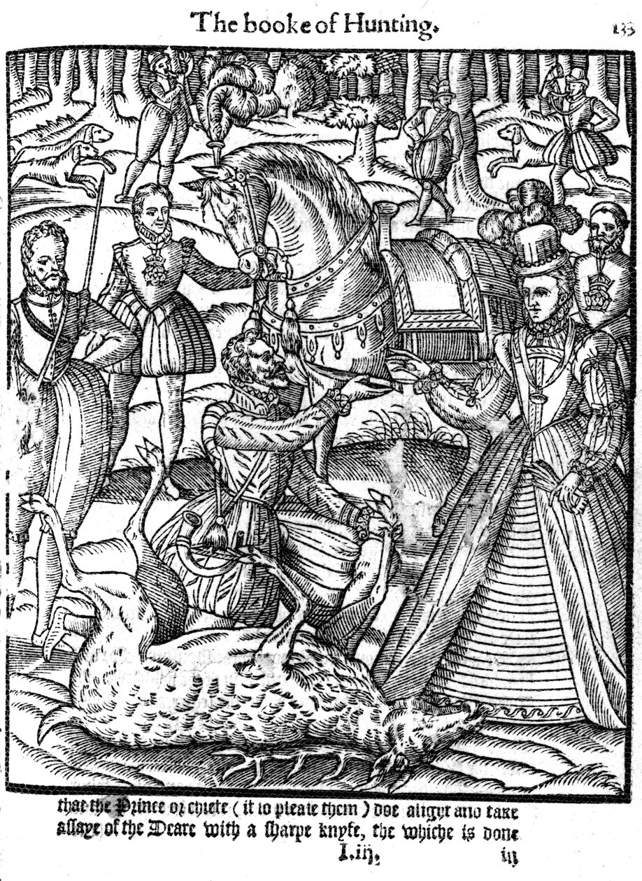 Elizabeth I realizando a cerimônia de ensaio do veado, 1576 de Unbekannt