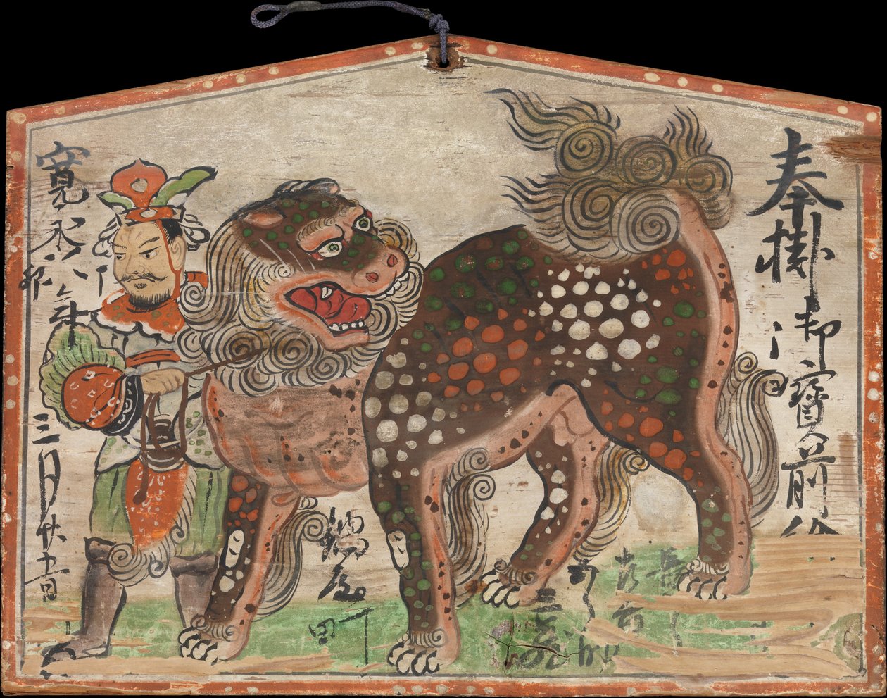 Pintura Votiva de Ema de Leão Chinês Liderada por Uteno, datada de 1627. de Unbekannt