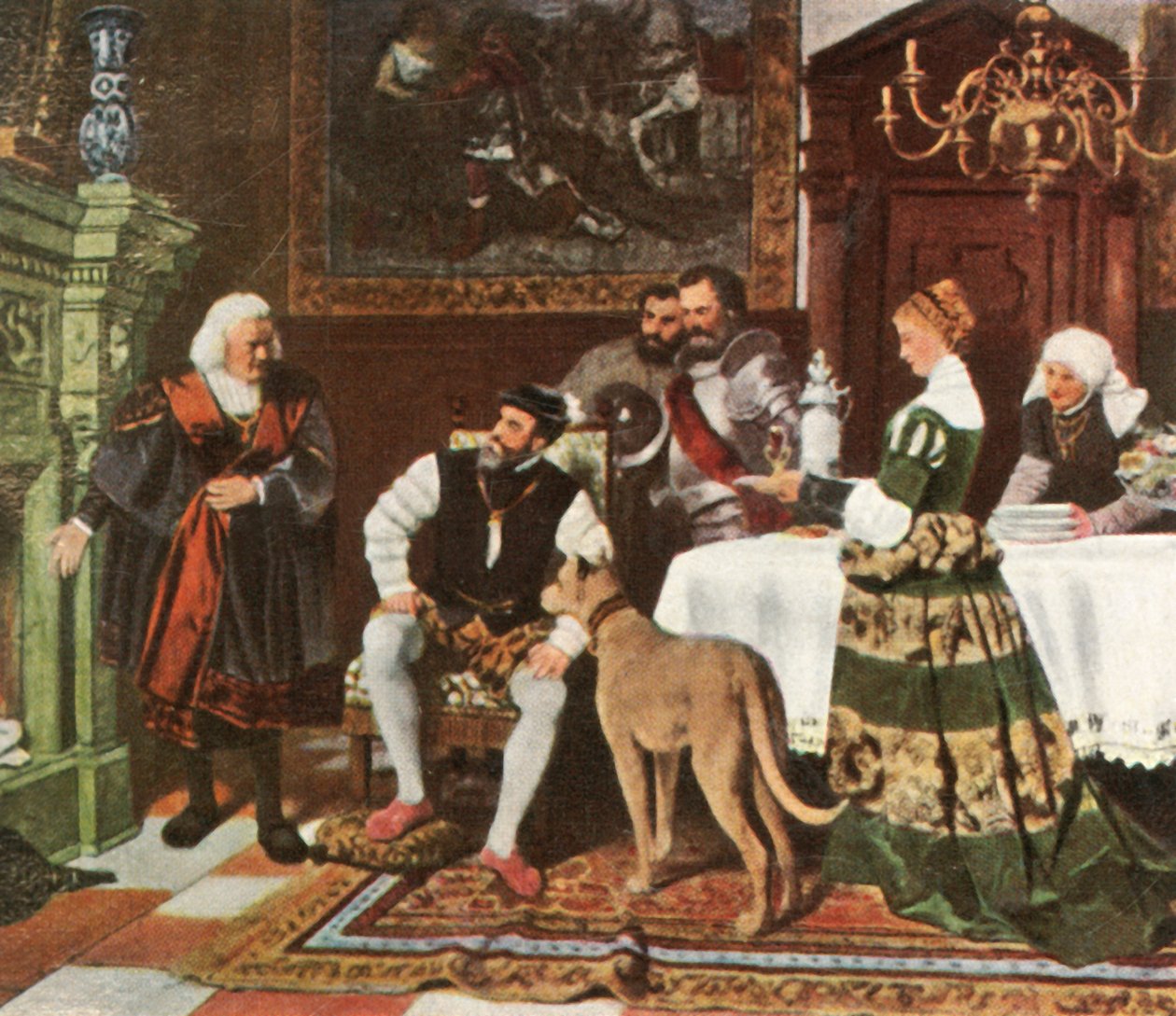 Imperador Carlos V com os Fuggers em Augsburg, 1530, 1936. de Unbekannt