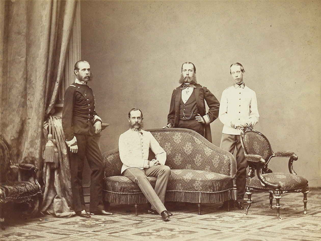 Imperador Franz Joseph I da Áustria com seus irmãos, 1864. de Unbekannt