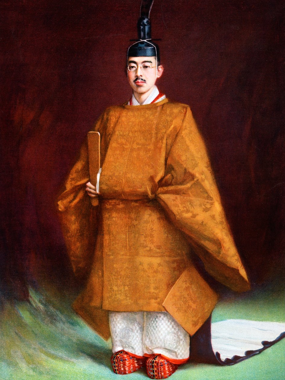 Imperador Hirohito em suas roupas de coroação, c1924-1926 de Unbekannt