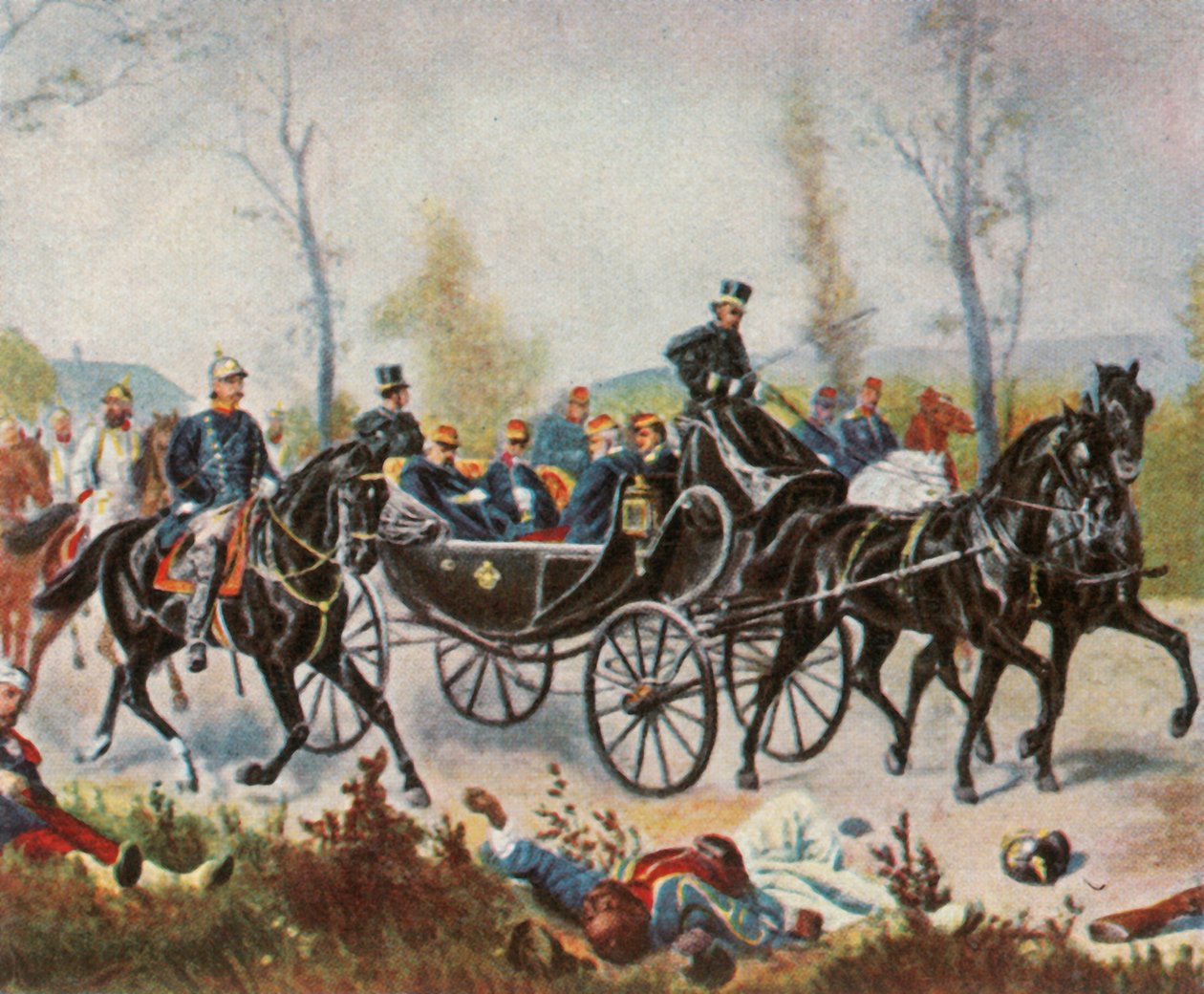 O imperador Napoleão é levado para ver o rei por Bismarck, 2 de setembro de 1870, 1936. de Unbekannt