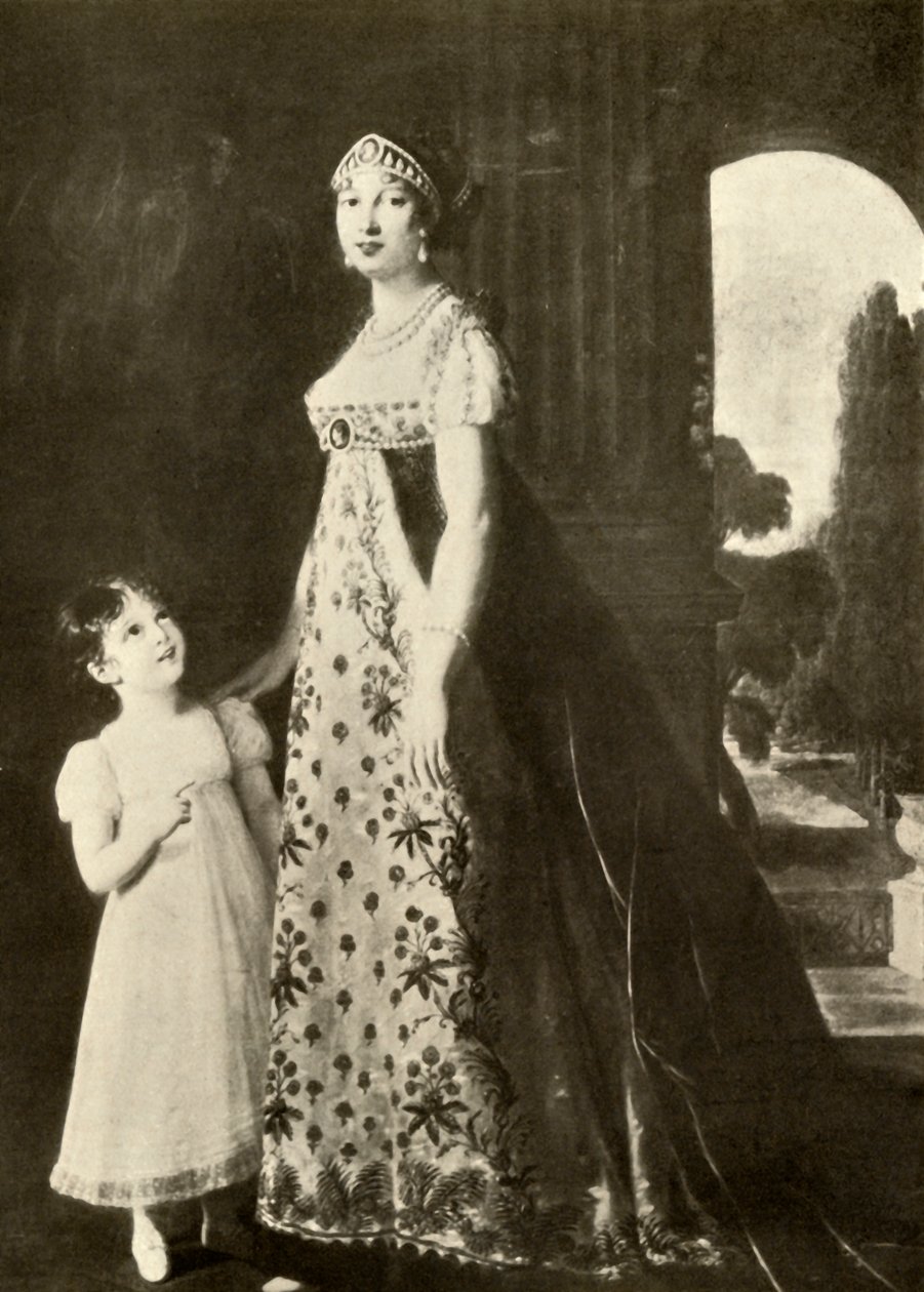 Vestido Império e vestido de criança enfeitados com renda Valenciennes, 1804, 1937. de Unbekannt