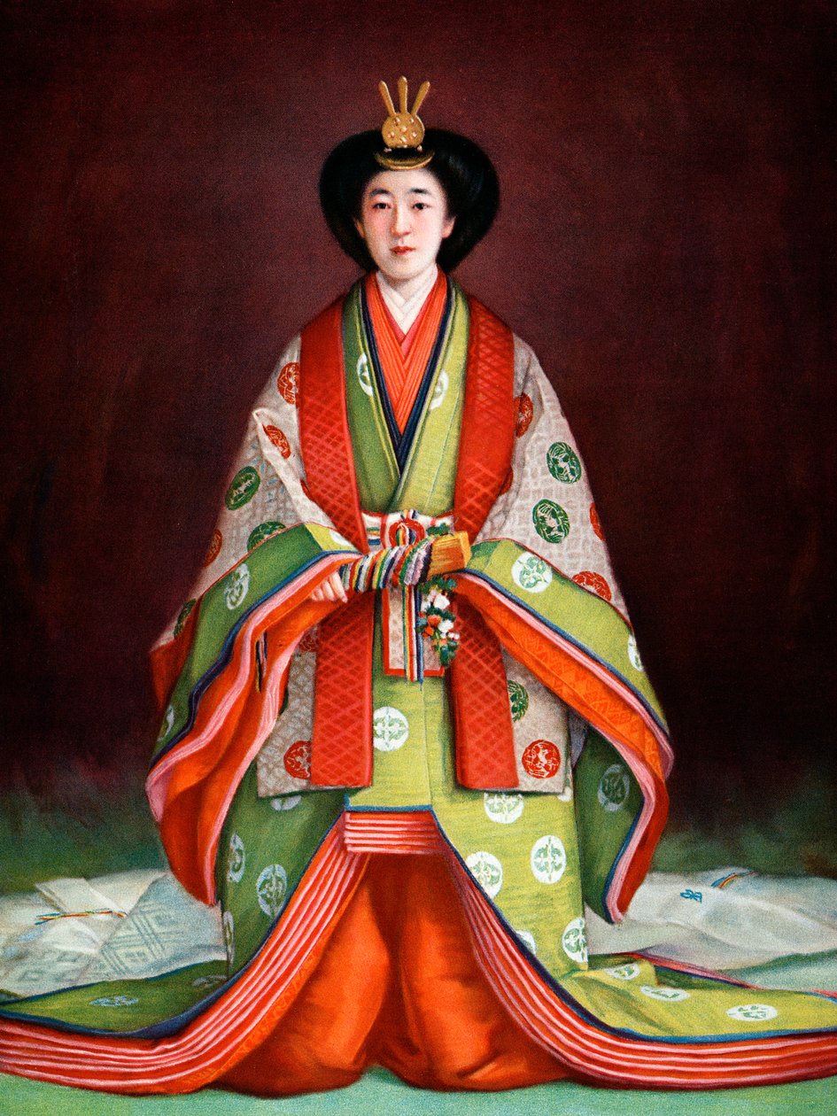 Imperatriz Nagako do Japão em suas roupas de coroação, c1924 de Unbekannt