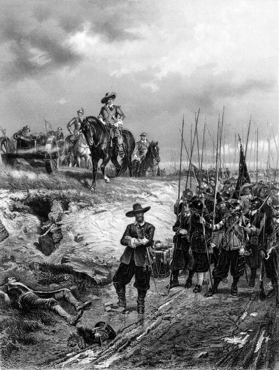 Guerras civis inglesas: Oliver Cromwell 1599-1658 na batalha de Marston Moor, 2 de julho de 1644 de Unbekannt
