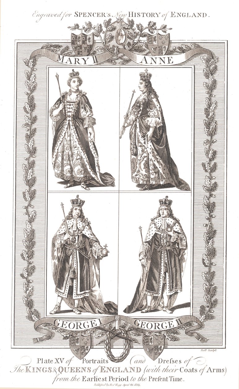 Reis e rainhas inglesas com brasões, 1780-1800 de Unbekannt