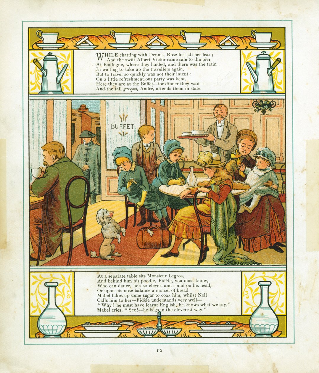 Família inglesa tomando uma refeição no buffet da estação em Boulogne, França, 1886 de Unbekannt