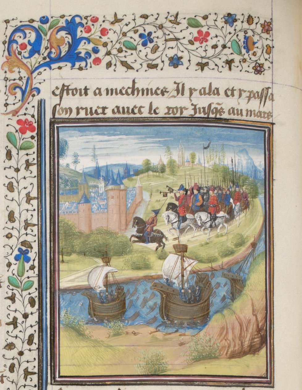 O rei inglês Richard I Lionheart conquistou a ilha de Chipre em 1191. Miniatura da história de William of Tyre, 1460 de Unbekannt