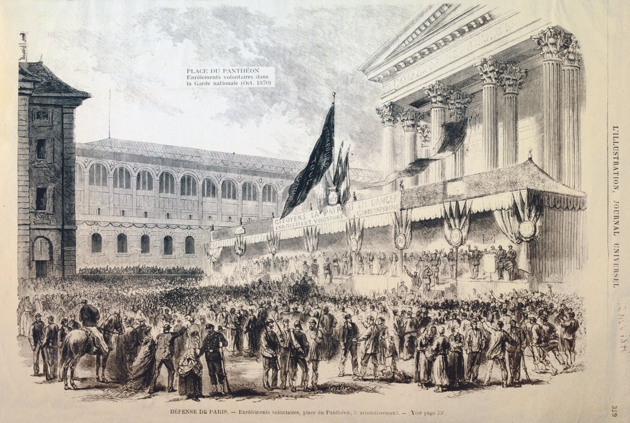 Alistamento de voluntários na Guarda Nacional, Place du Pantheon, Paris, 1870-1871 de Unbekannt