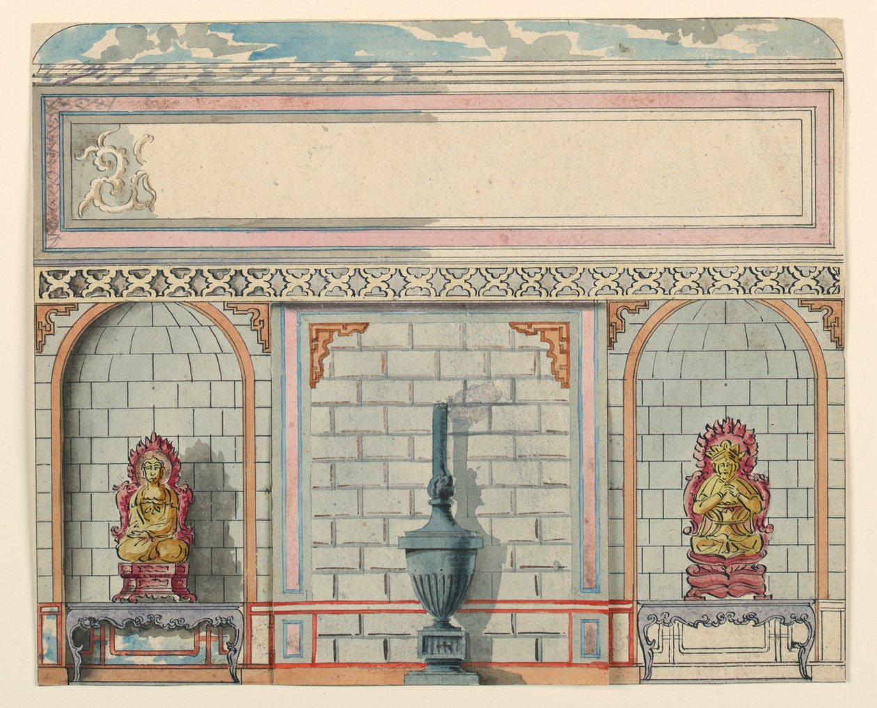 Hall de entrada, parede leste, pavilhão real, Brighton, antes de 1802 de Unbekannt