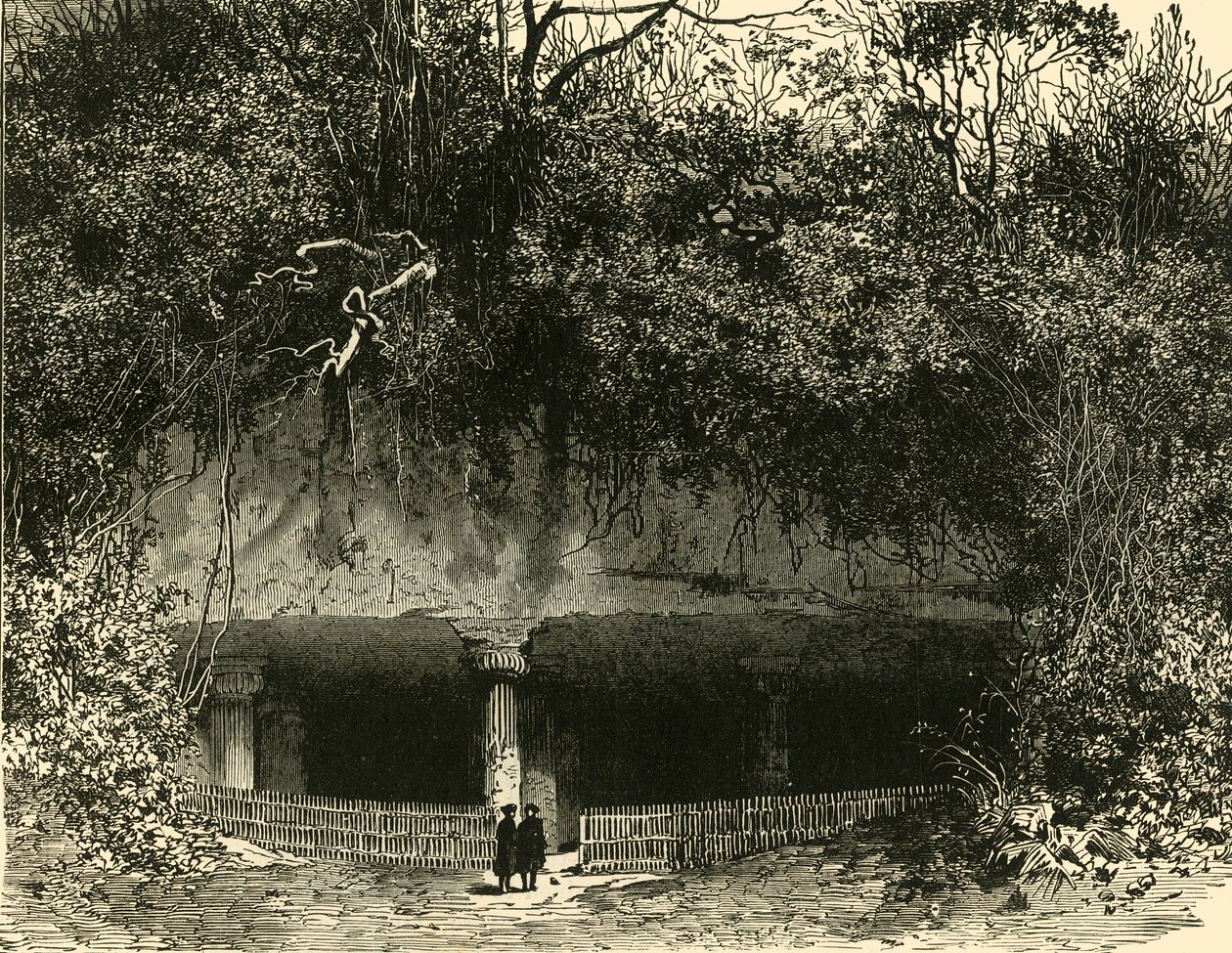 Entrada da caverna na presidência de Elephanta Bombay, 1890. de Unbekannt