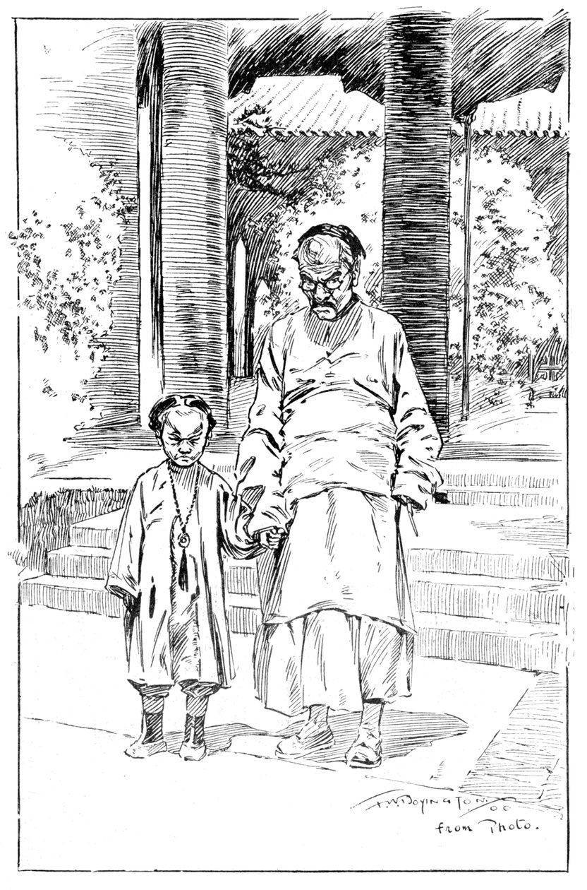 Entrada da legação britânica, Pekin. O servo mais velho e seu filho, 1900 de Unbekannt