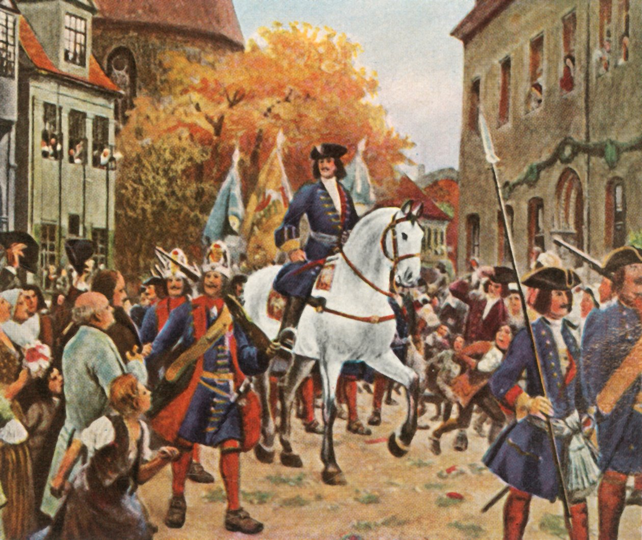 Entrada do príncipe Leopoldo I em Dessau após a Guerra da Sucessão Espanhola, 1712, 1936. de Unbekannt