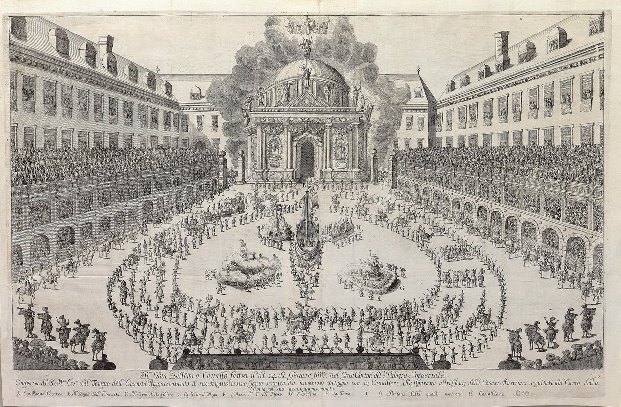 Balé equestre no pátio do Hofburg de Viena, 1667. de Unbekannt