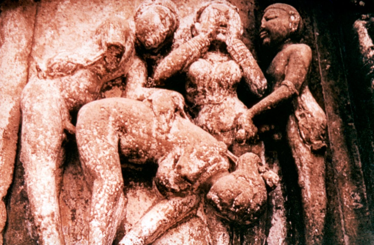 Escultura Erótica, Templo Hindu, Khajuraho, Índia, 950-1050 de Unbekannt