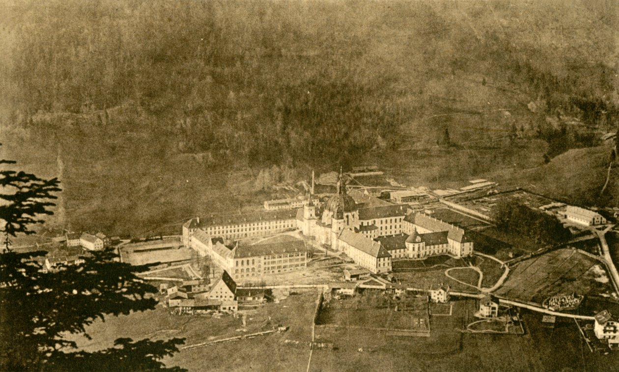 Abadia de Ettal da encosta norte, Baviera, Alemanha, c1922. de Unbekannt