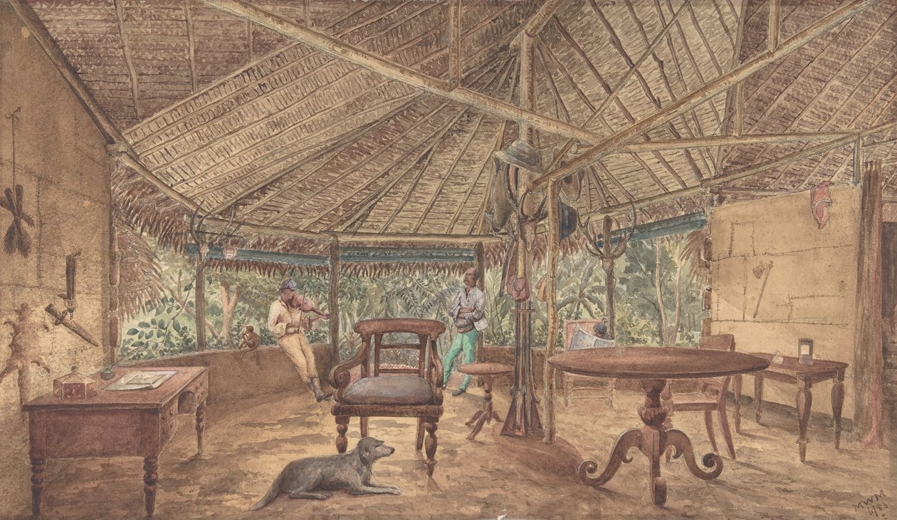 Homens Europeus em uma Loja de Selva Africana, 1886. de Unbekannt