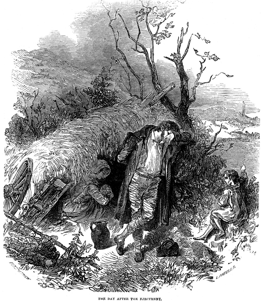 Família de camponeses irlandeses despejados, 1848 de Unbekannt