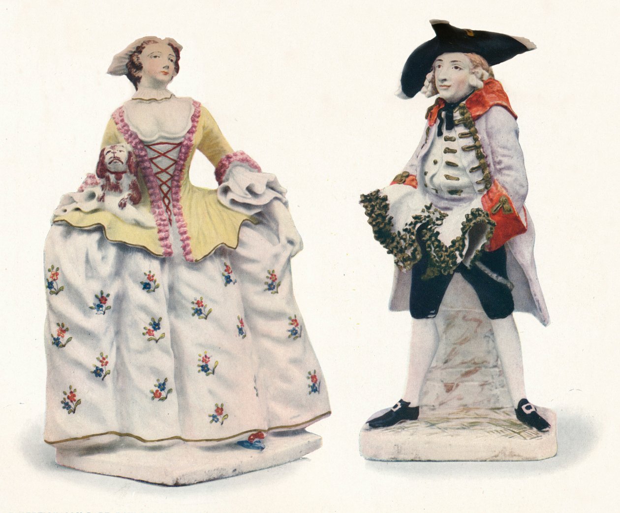 Figuras de porcelana de proa excepcionalmente raras, decoradas em cores, c1750 de Unbekannt