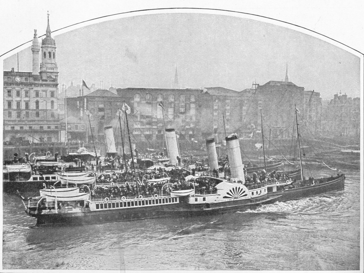 Barcos a vapor de excursão saindo de Fresh Wharf, London Bridge, c1903 1903 de Unbekannt