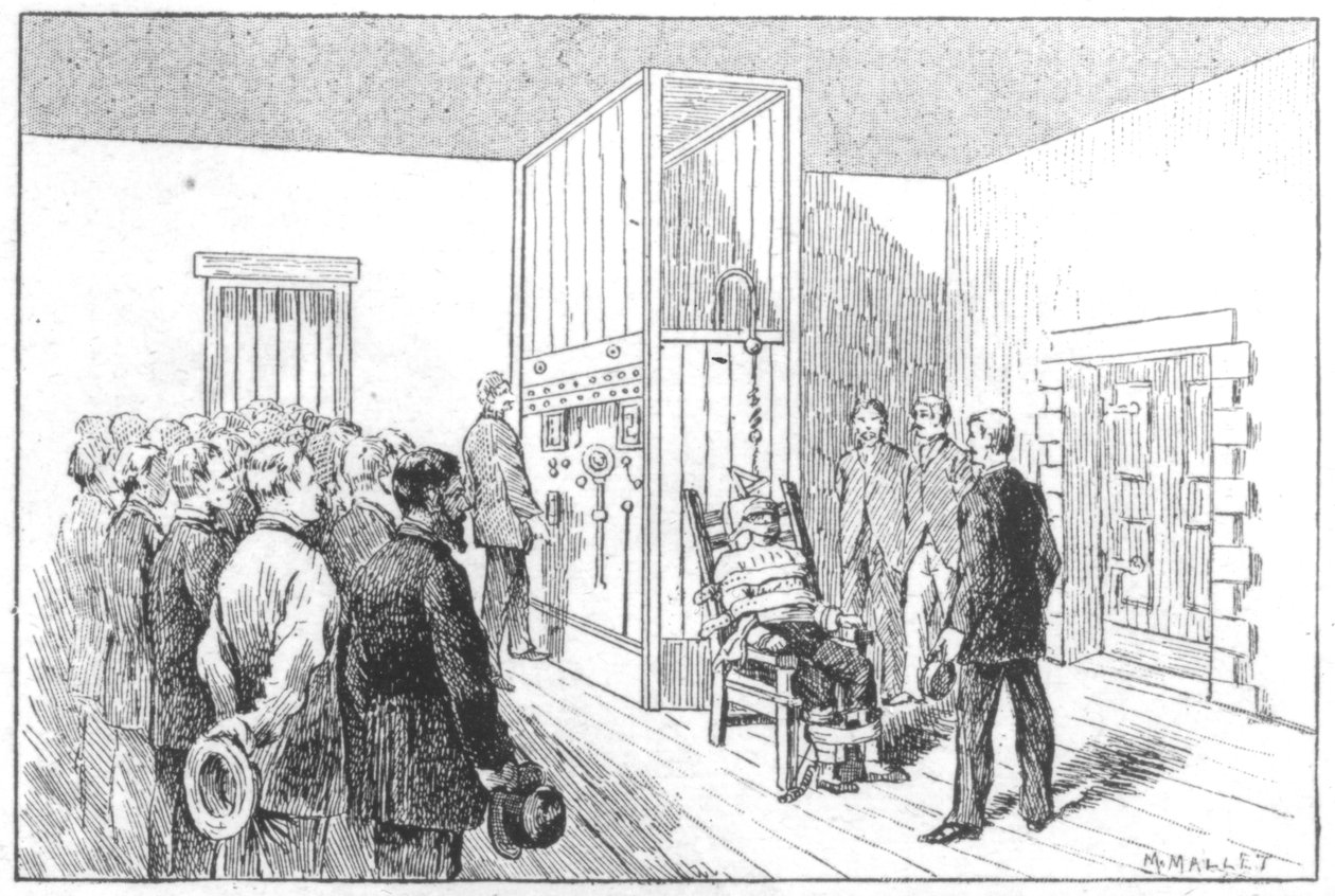 Execução de Kemmler, o primeiro homem a morrer na cadeira elétrica, EUA, 6 de agosto de 1890 de Unbekannt