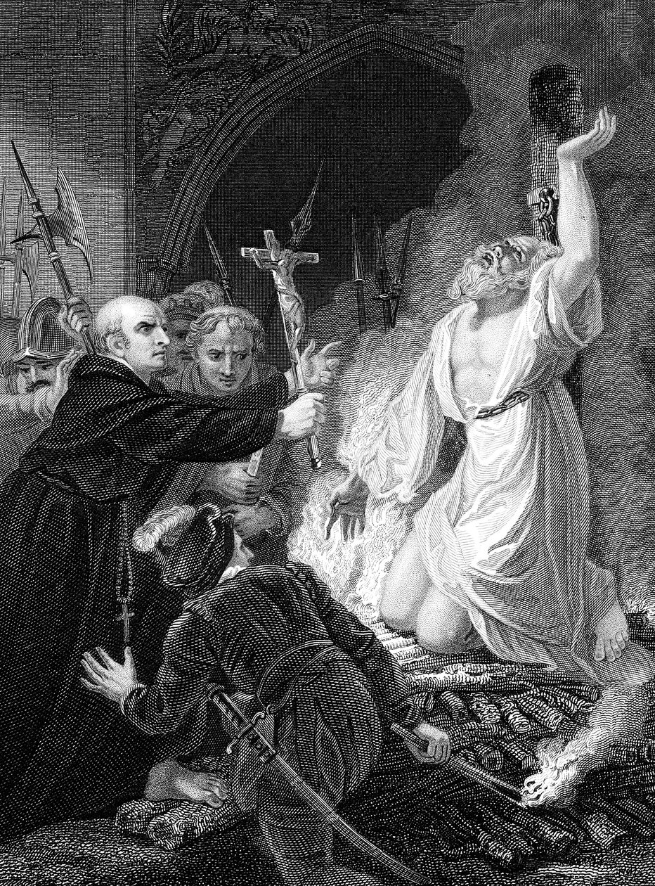 Execução de Thomas Cranmer, Arcebispo de Canterbury, Oxford, 1556, meados do século XIX de Unbekannt