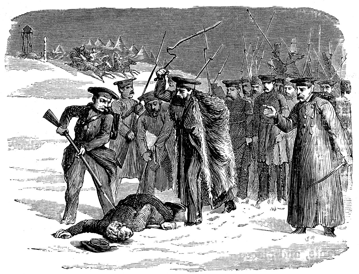 Prisioneiro russo exilado sendo disciplinado, 1874 de Unbekannt
