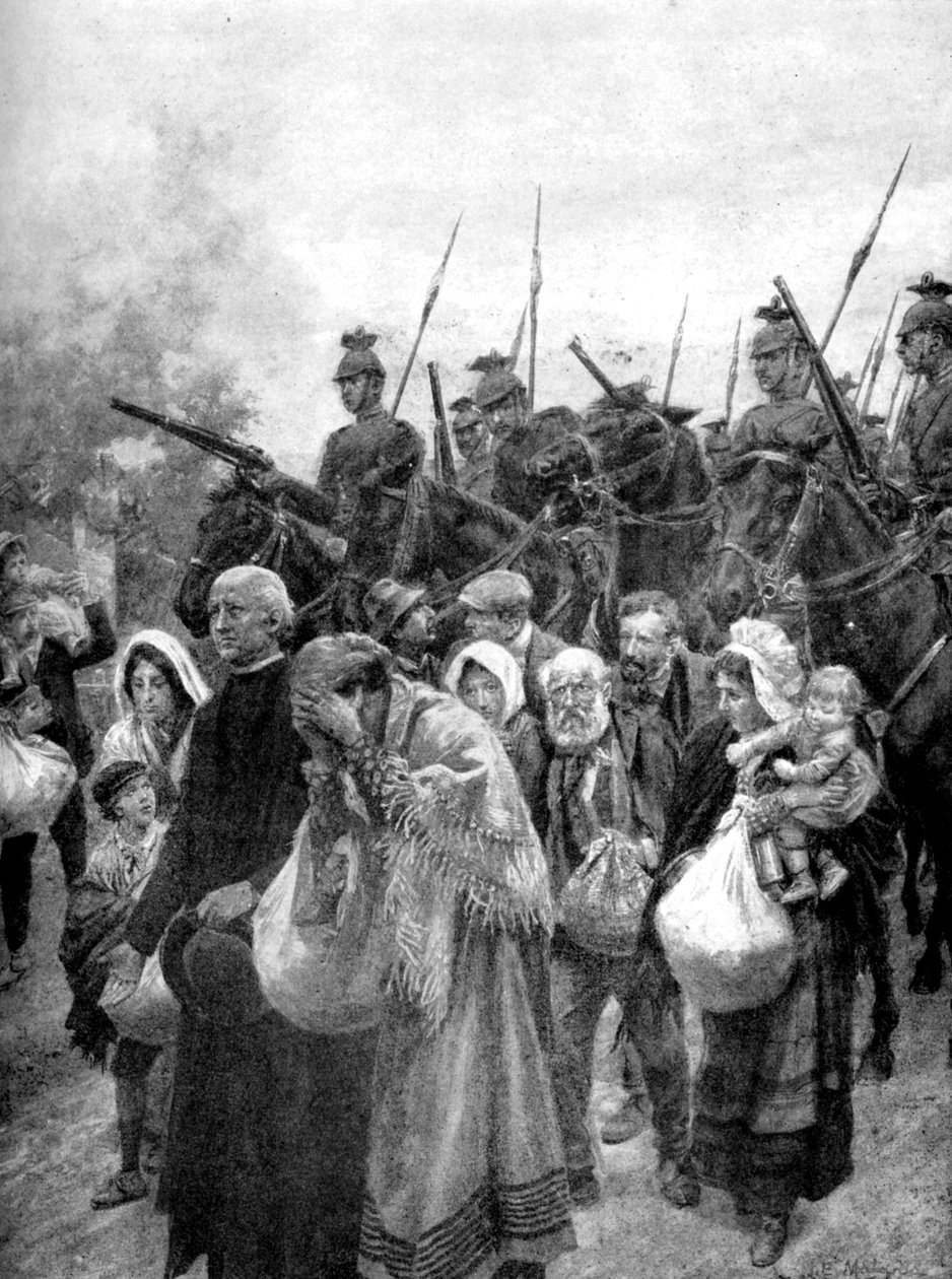 Expulsando os residentes civis de Louvain, Bruxelas, 1914 de Unbekannt