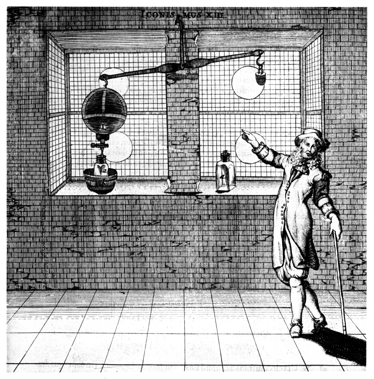 Experiência projetada para mostrar que o ar tem peso, 1672 de Unbekannt