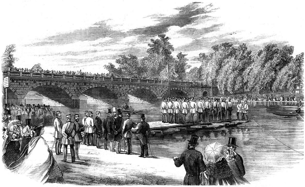 Experiências com a ponte do capitão Fowkes na Serpentine, Hyde Park, Londres, 1860 de Unbekannt