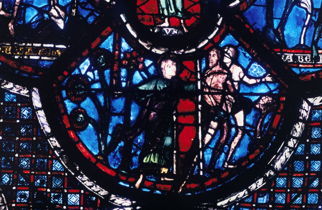 Expulsão do Éden, vitral, Catedral de Chartres, França, 1205-1215 de Unbekannt