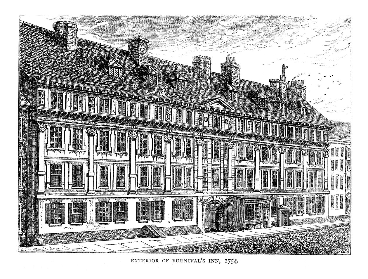 Exterior da Pousada Furnivals. 1754 de Unbekannt