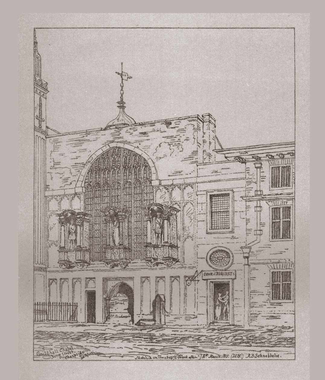 Vista exterior da capela de Guildhall, 1815, 1886 de Unbekannt