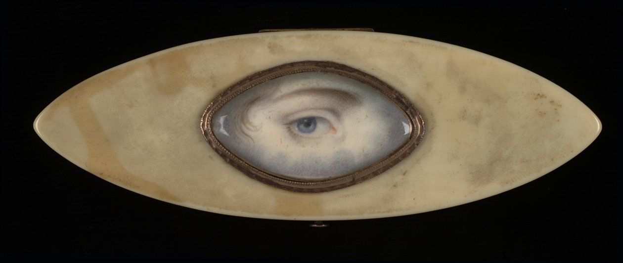 Miniatura de olho em caixa elíptica de marfim, ca. 1800. de Unbekannt