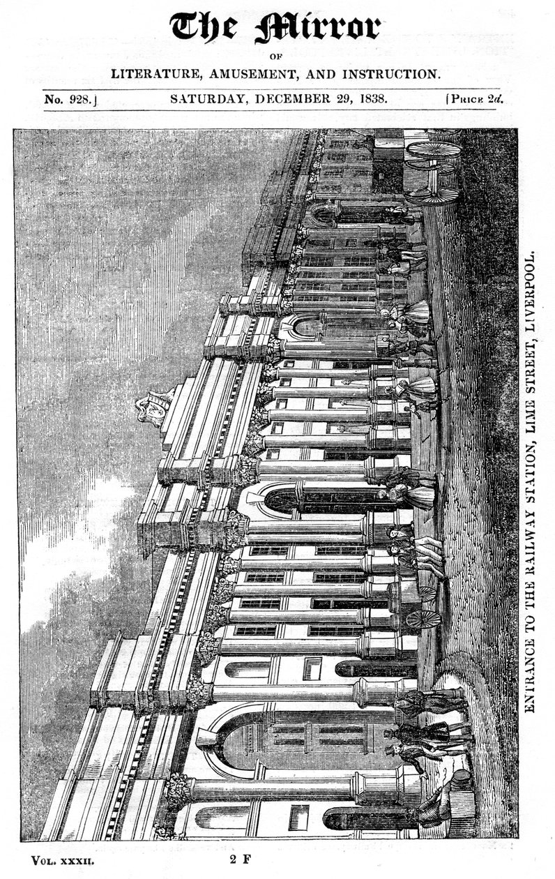 Fachada da Estação Lime Street, Liverpool, 1838 de Unbekannt