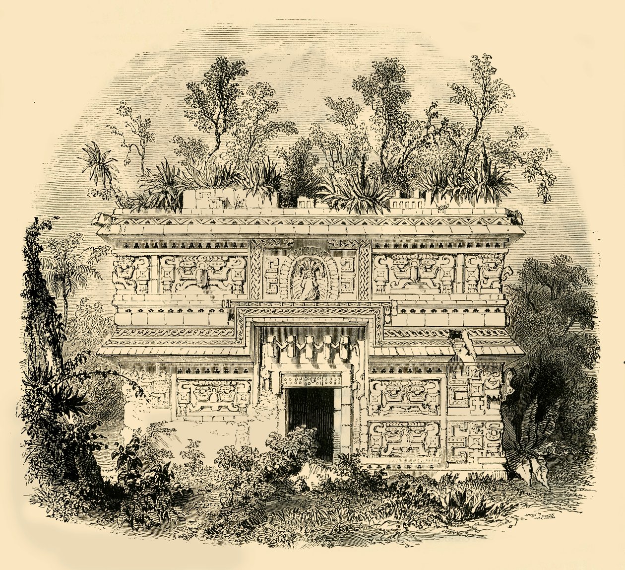 Fachada do palácio nativo em Yucatan, 1890. de Unbekannt