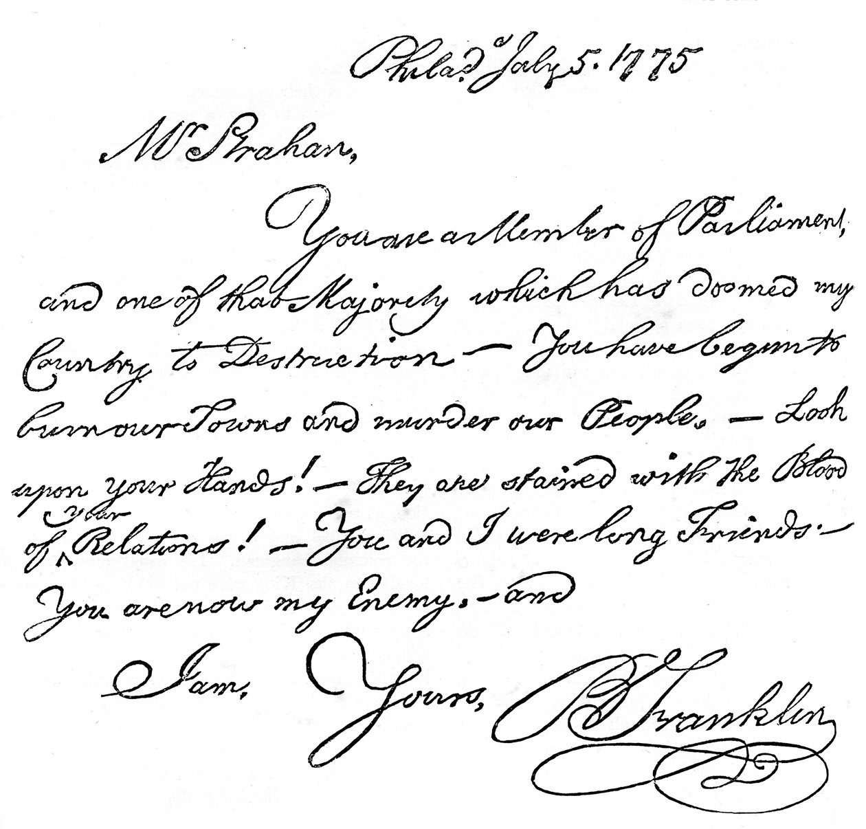 Fac-símile de uma carta de Benjamin Franklin ao Sr. Strahan, 1775 c1880 de Unbekannt