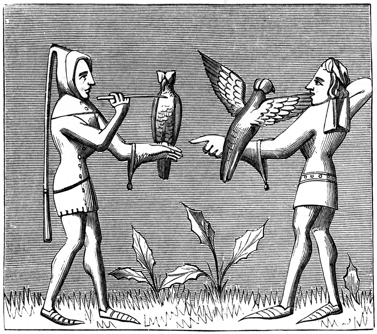 Falcoeiros vestindo seus pássaros, século XIV 1849 de Unbekannt