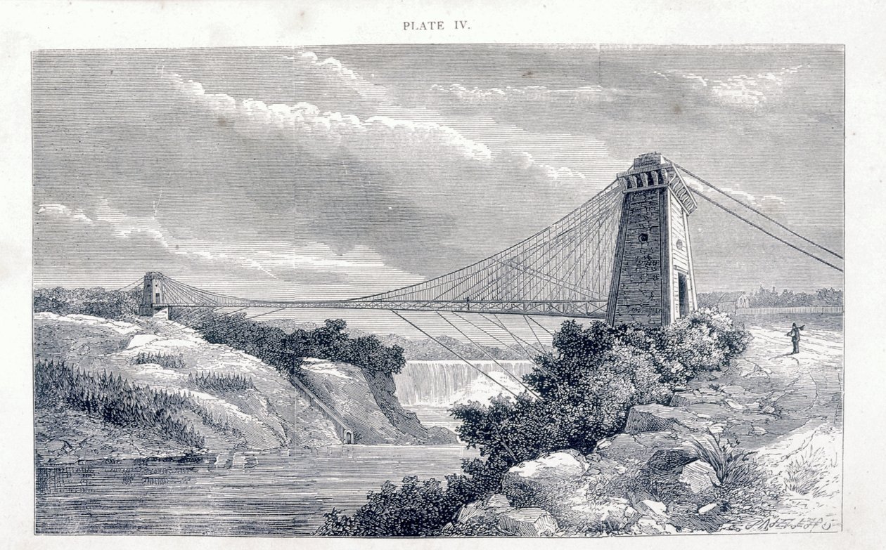 Ponte suspensa de Falls View, Niagara, América do Norte, c1869-c1889 de Unbekannt