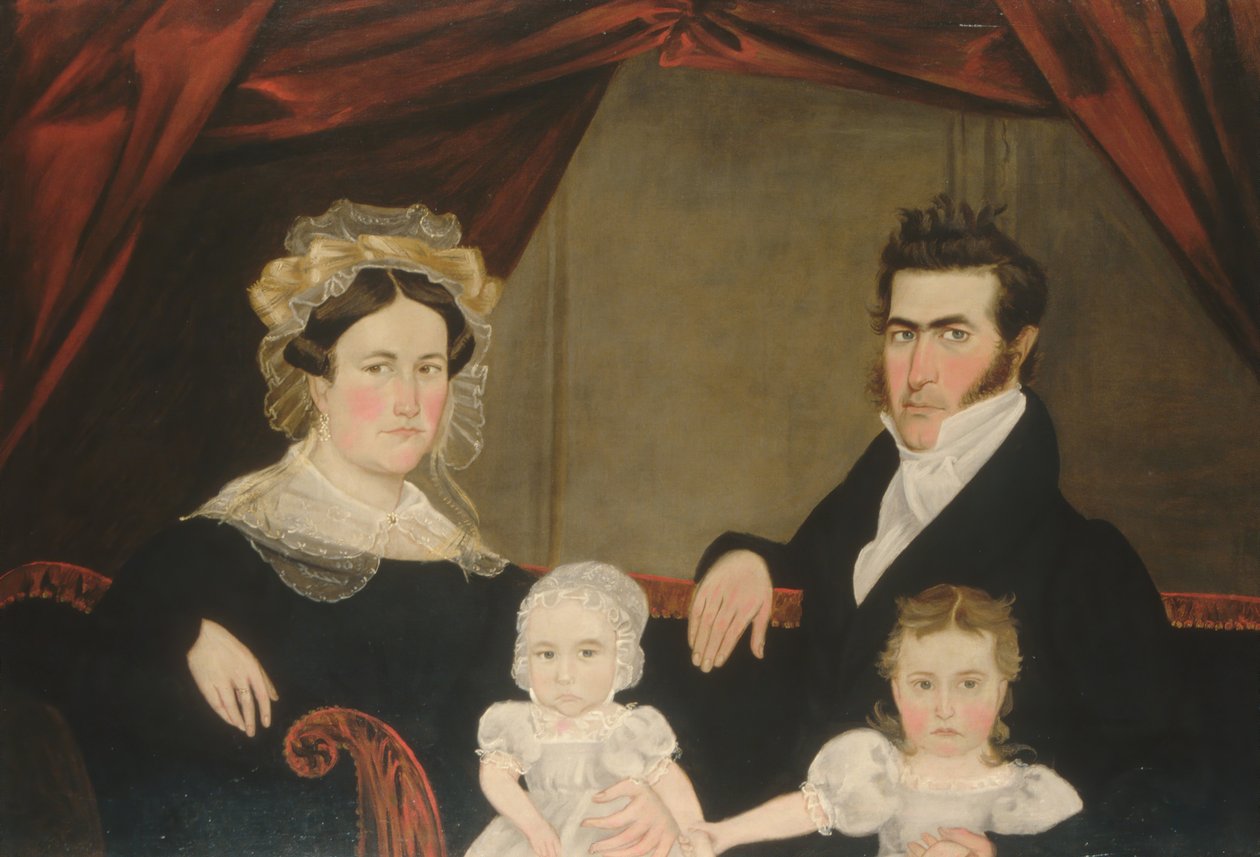 Grupo da família de quatro no sofá, ca. 1830s. de Unbekannt